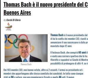 Un ritratto di Thomas Bach sulle colonne di un sito web